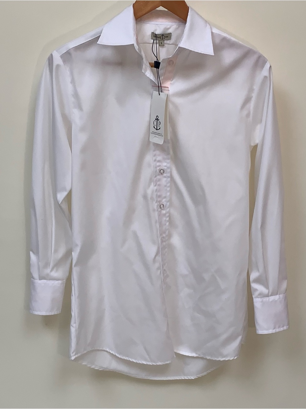 CORTLAND PARK Women’s White, Pink Accent Tunic Shirt, S MSRP $150, Quiet Luxury